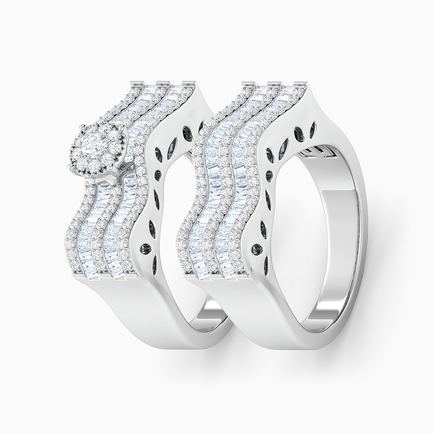 خاتم توينز ذهب عيار 18 قيراط مزين بالألماس - 2 خاتم توينز ذهب عيار 18 قيراط مزين بالألماس - 2