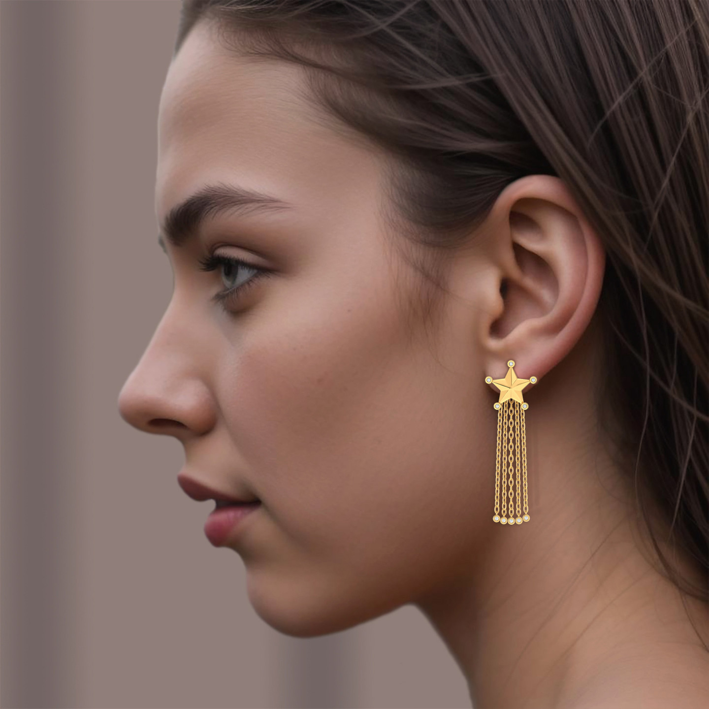 Star Diamonds Chandelier Earrings in 18K Gold - 4 Star Diamonds Chandelier Earrings in 18K Gold - 4