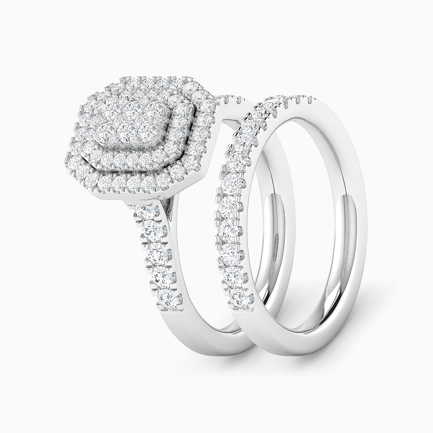 خاتم توينز ذهب عيار 18 قيراط مزين بالألماس - 2 خاتم توينز ذهب عيار 18 قيراط مزين بالألماس - 2