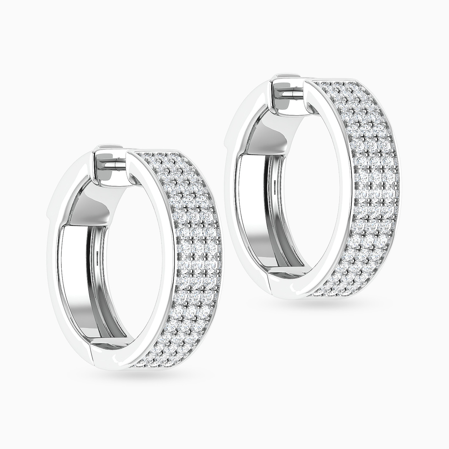 Diamond Hoop Earrings In 18K Gold - 3 Diamond Hoop Earrings In 18K Gold - 3