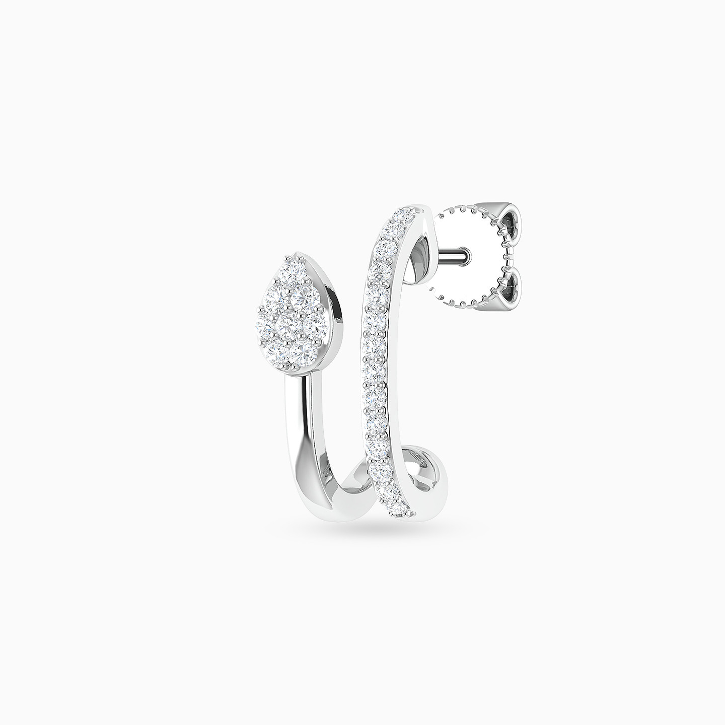 Leaf Diamond Stud Earrings In 18K Gold - 4 Leaf Diamond Stud Earrings In 18K Gold - 4