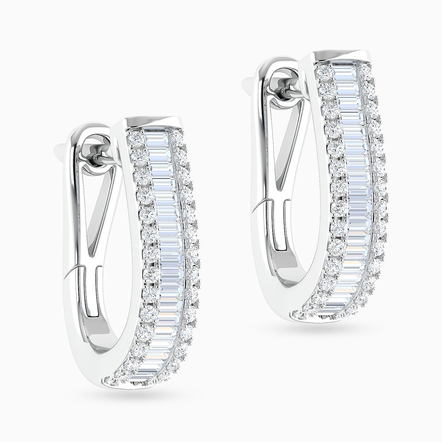 أقراط دائرية ذهب عيار 18 قيراط مزينة بالألماس - 4