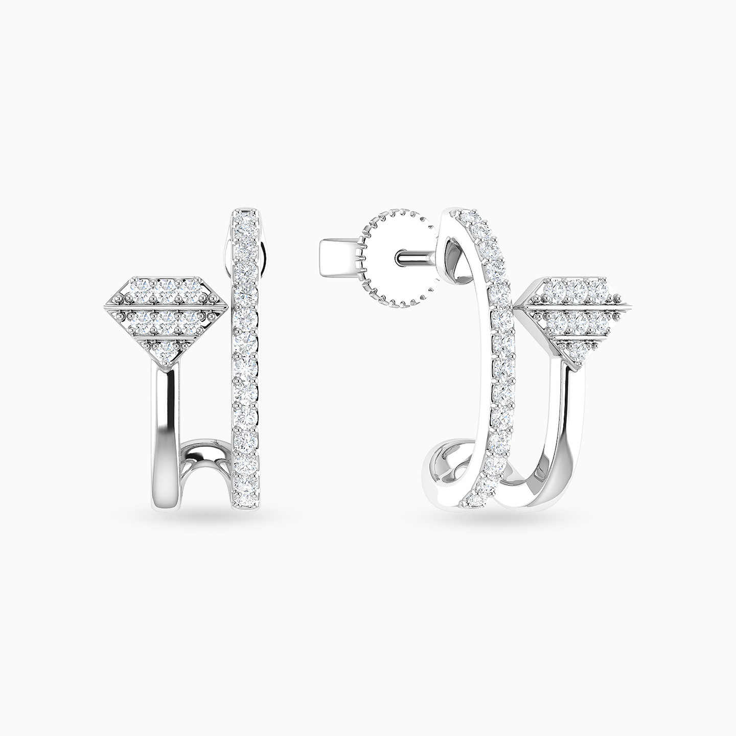 Jewel Diamond Stud Earrings In 18K Gold Jewel Diamond Stud Earrings In 18K Gold