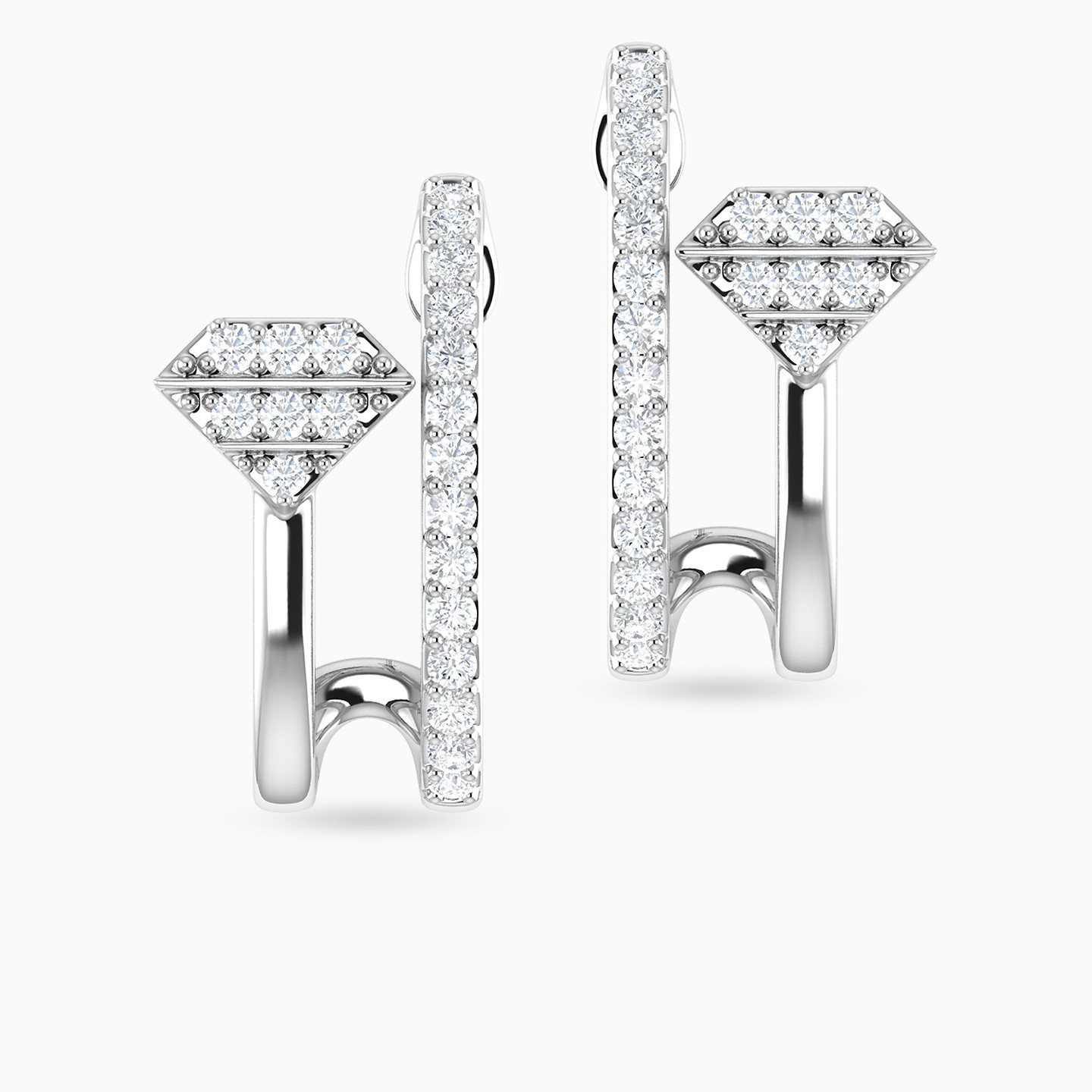 Jewel Diamond Stud Earrings In 18K Gold - 3 Jewel Diamond Stud Earrings In 18K Gold - 3