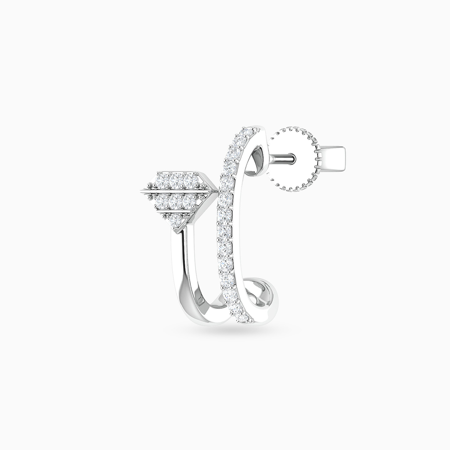 Jewel Diamond Stud Earrings In 18K Gold - 4 Jewel Diamond Stud Earrings In 18K Gold - 4