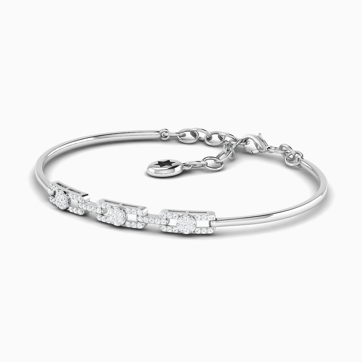 أسورة ذهب شكل مستطيل عيار 18 قيراط مزينة بالألماس - 4