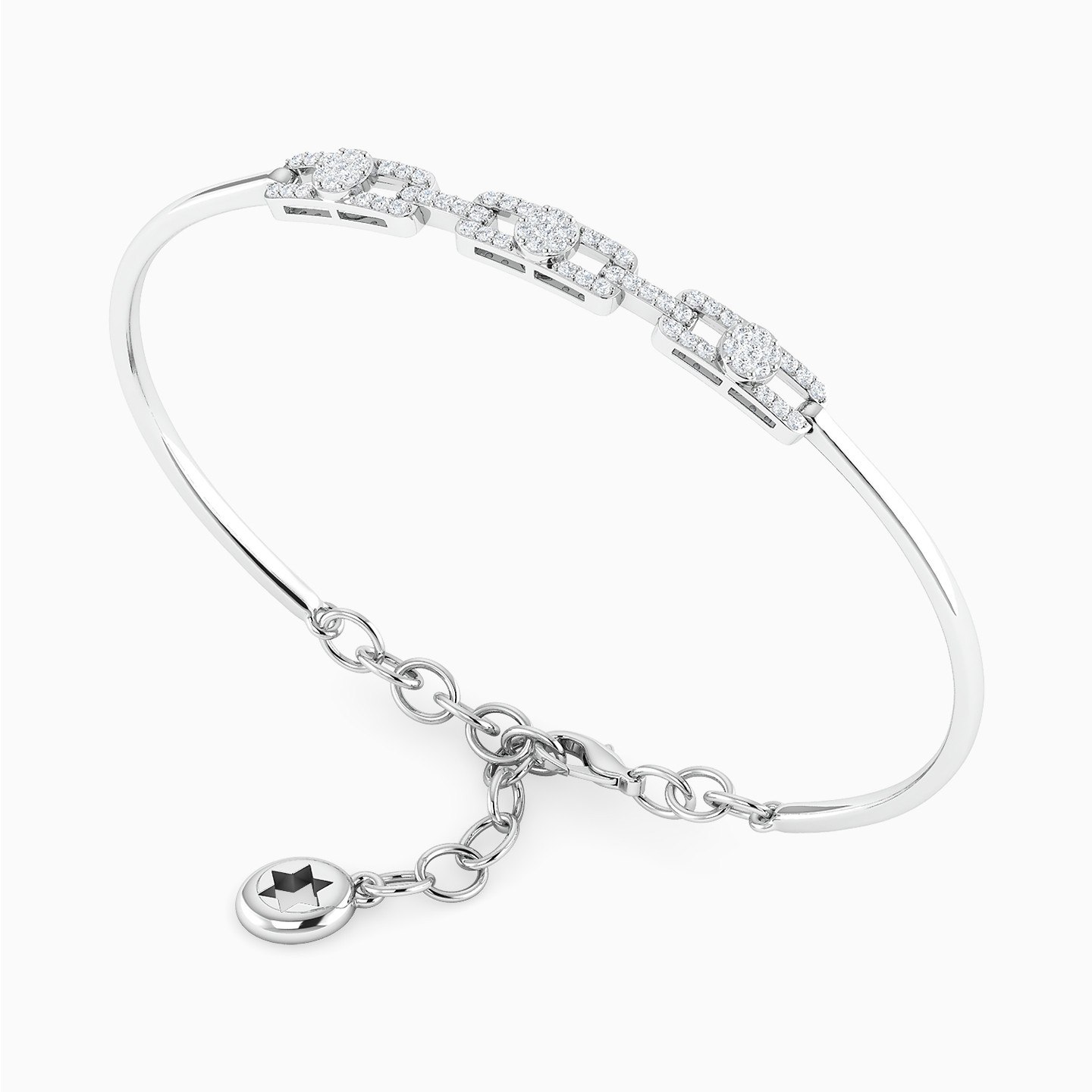 Rectangular Diamond Bracelet In 18K Gold - 4 Rectangular Diamond Bracelet In 18K Gold - 4