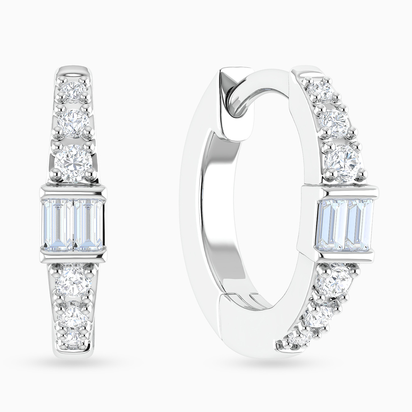 أقراط دائرية ذهب عيار 18 قيراط مزينة بالألماس - 2 أقراط دائرية ذهب عيار 18 قيراط مزينة بالألماس - 2