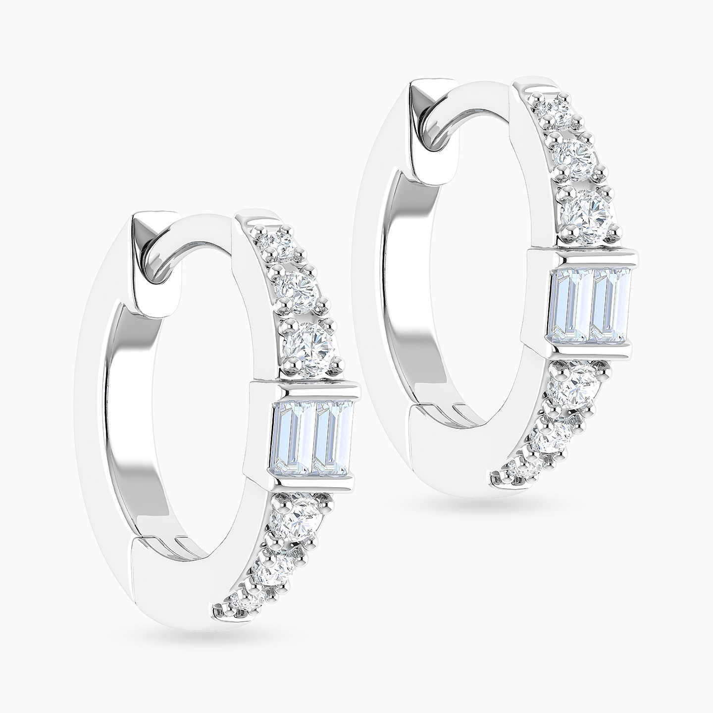 أقراط دائرية ذهب عيار 18 قيراط مزينة بالألماس - 4 أقراط دائرية ذهب عيار 18 قيراط مزينة بالألماس - 4