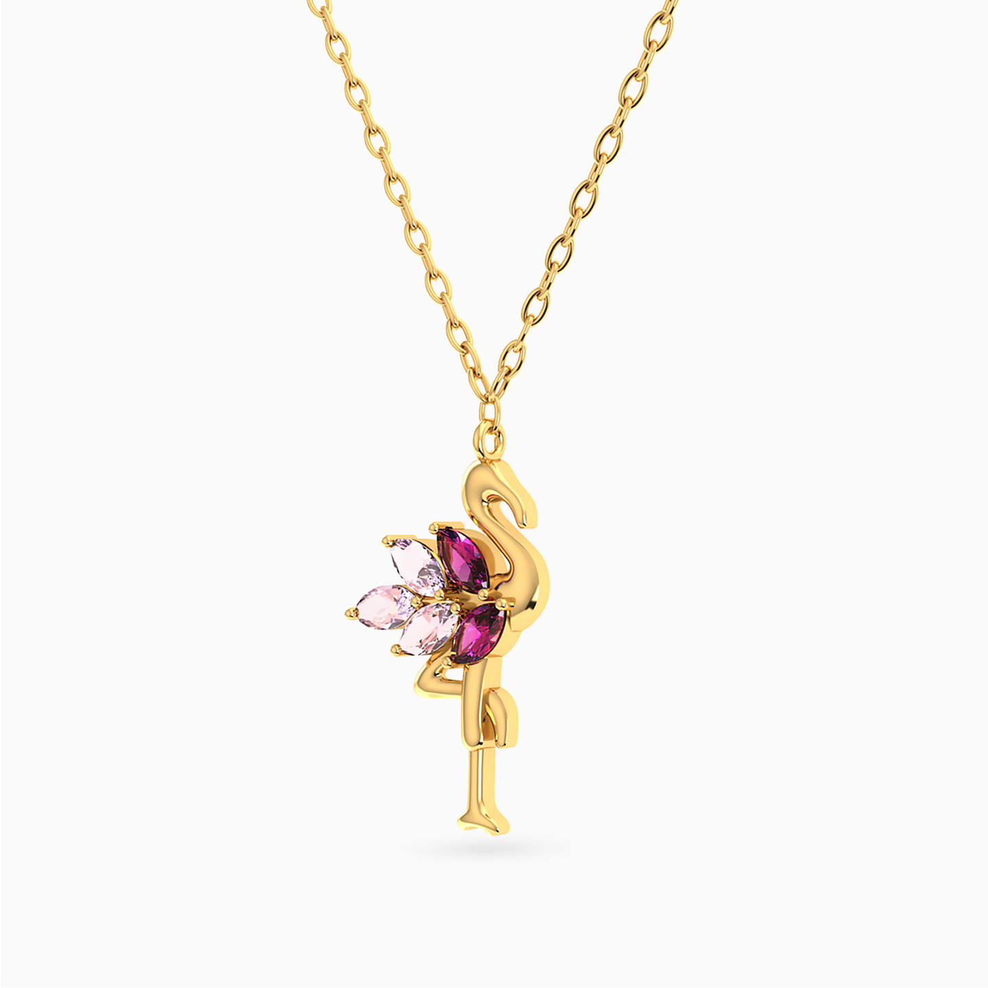 Flamingo Pink Stone Necklace In 18K Gold - 2 Flamingo Pink Stone Necklace In 18K Gold - 2