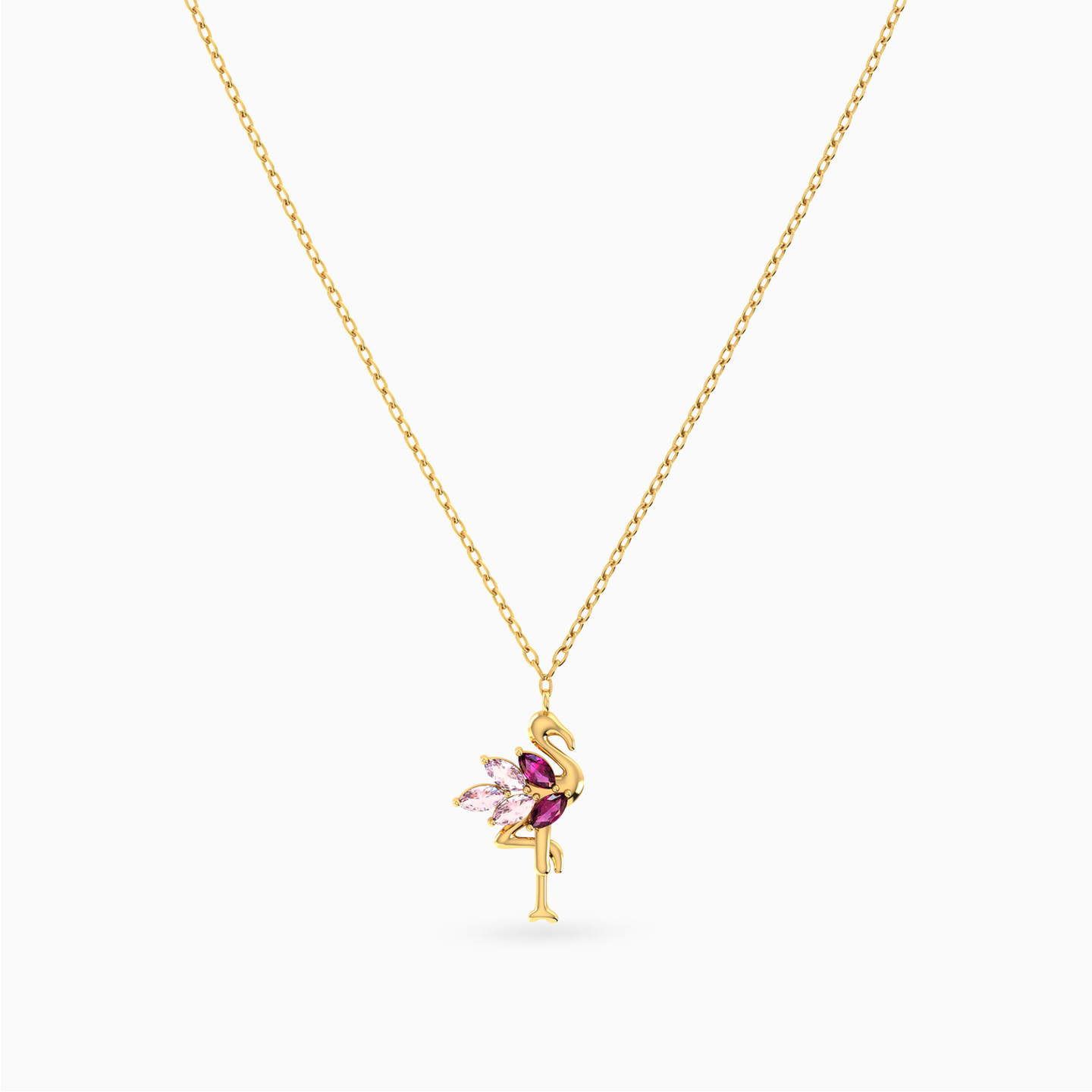 Flamingo Pink Stone Necklace In 18K Gold - 3 Flamingo Pink Stone Necklace In 18K Gold - 3