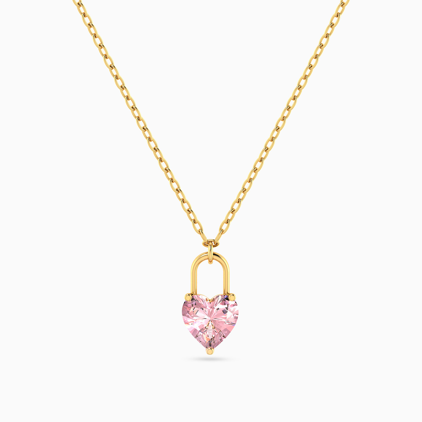 Heart Pink Stone Necklace In 18K Gold Heart Pink Stone Necklace In 18K Gold