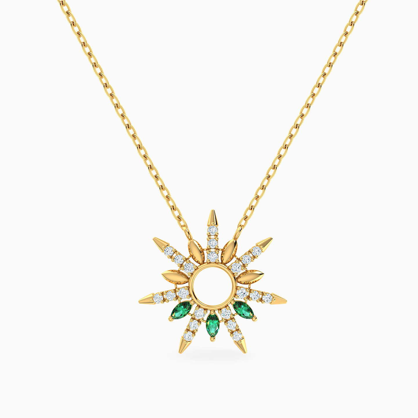Sun Green Stone Necklace In 18K Gold Sun Green Stone Necklace In 18K Gold