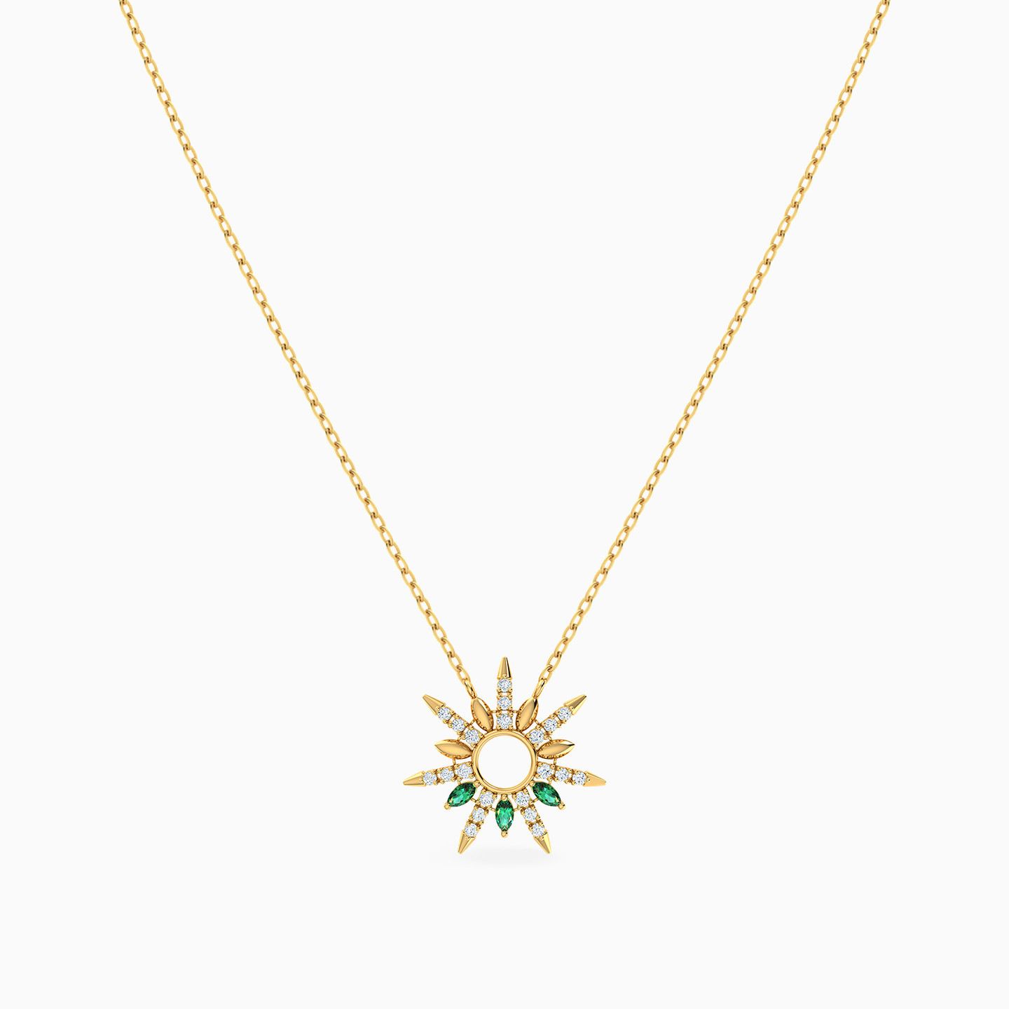 Sun Green Stone Necklace In 18K Gold - 3 Sun Green Stone Necklace In 18K Gold - 3