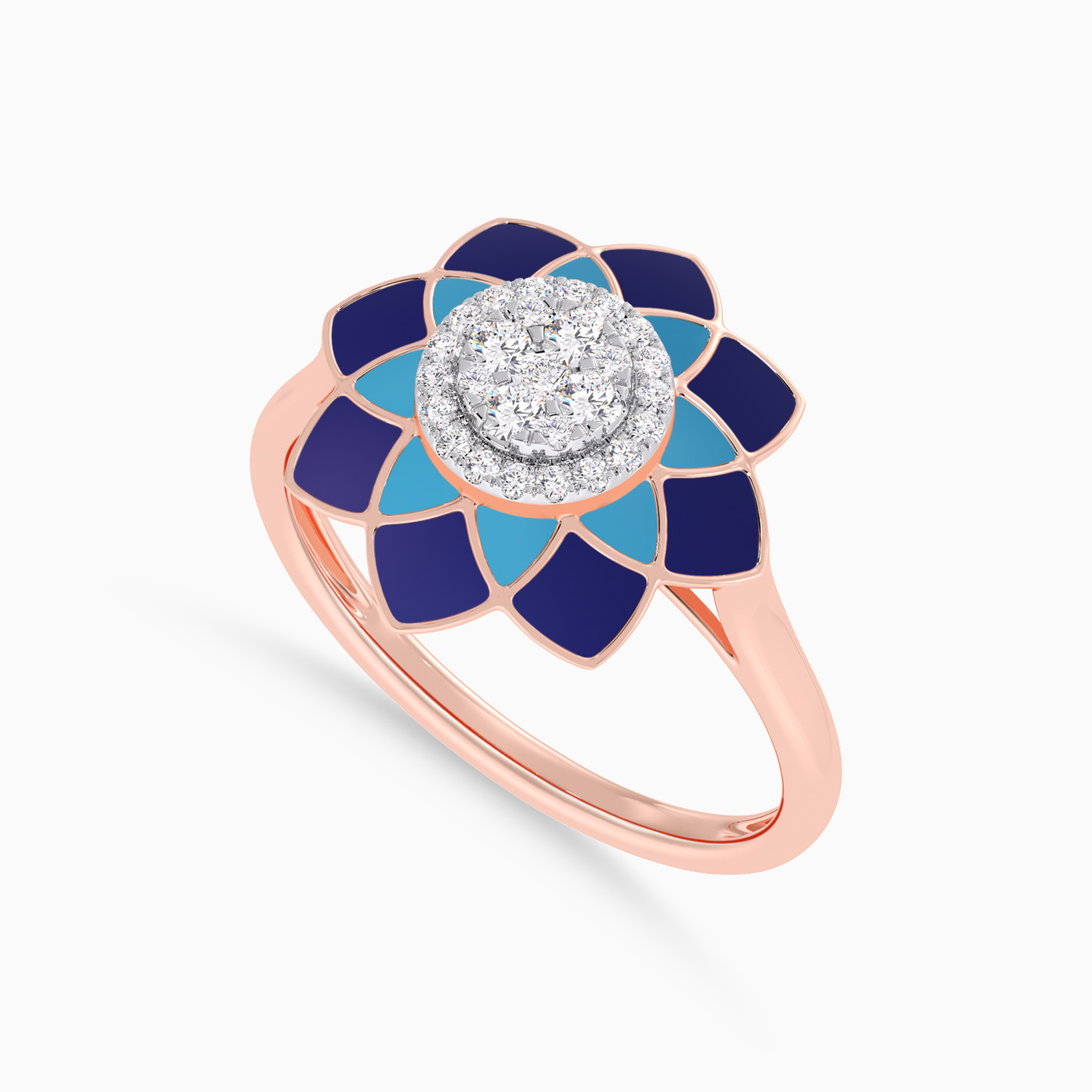 Enamel Coating & Diamond Ring In 18K Gold - 3 Enamel Coating & Diamond Ring In 18K Gold - 3