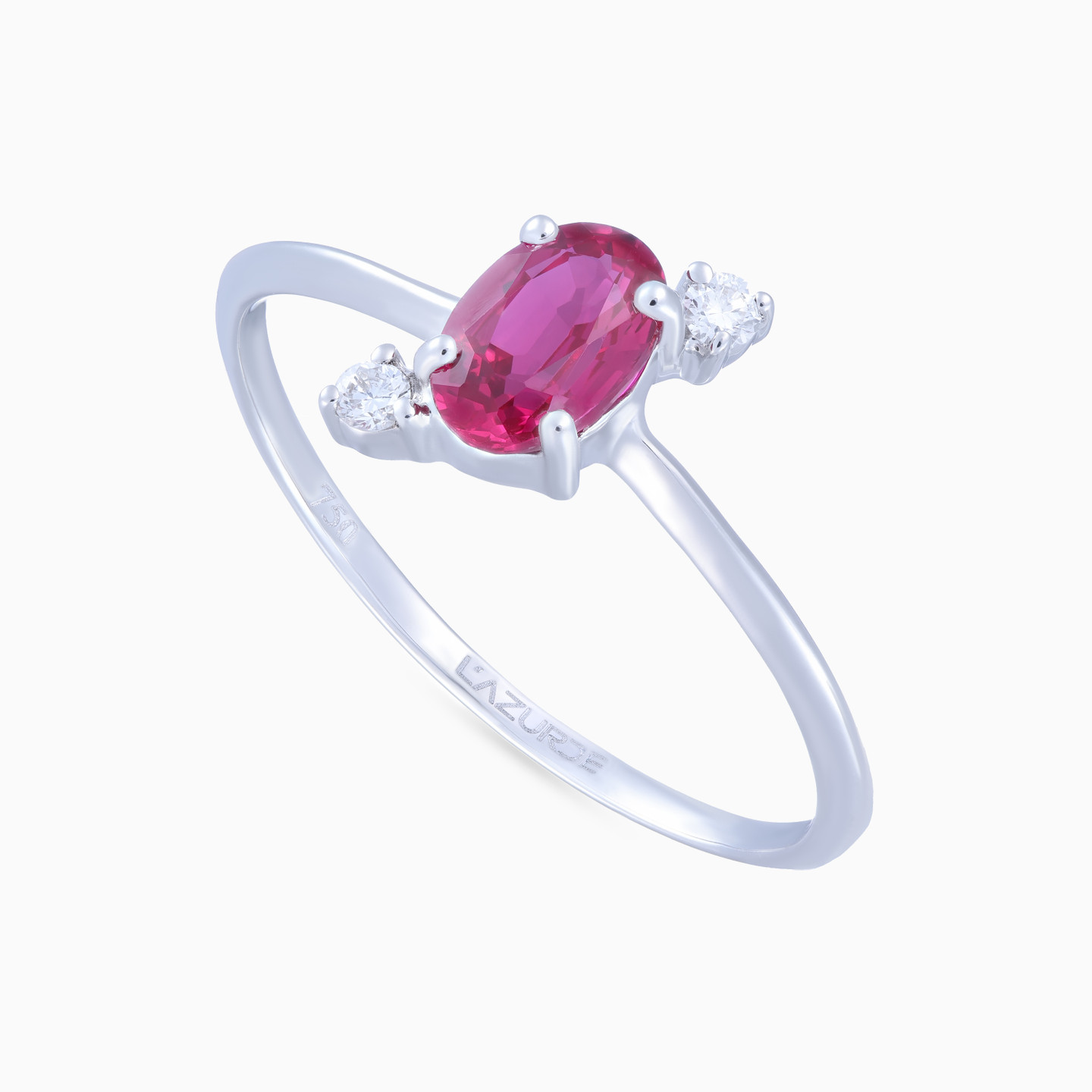 Diamonds & Red Stone Ring in 18k Gold - 4 Diamonds & Red Stone Ring in 18k Gold - 4