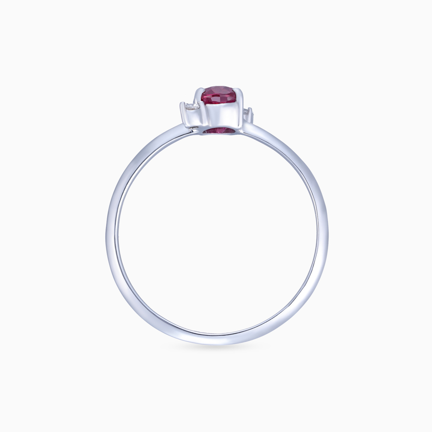 Diamonds & Red Stone Ring in 18k Gold - 5 Diamonds & Red Stone Ring in 18k Gold - 5