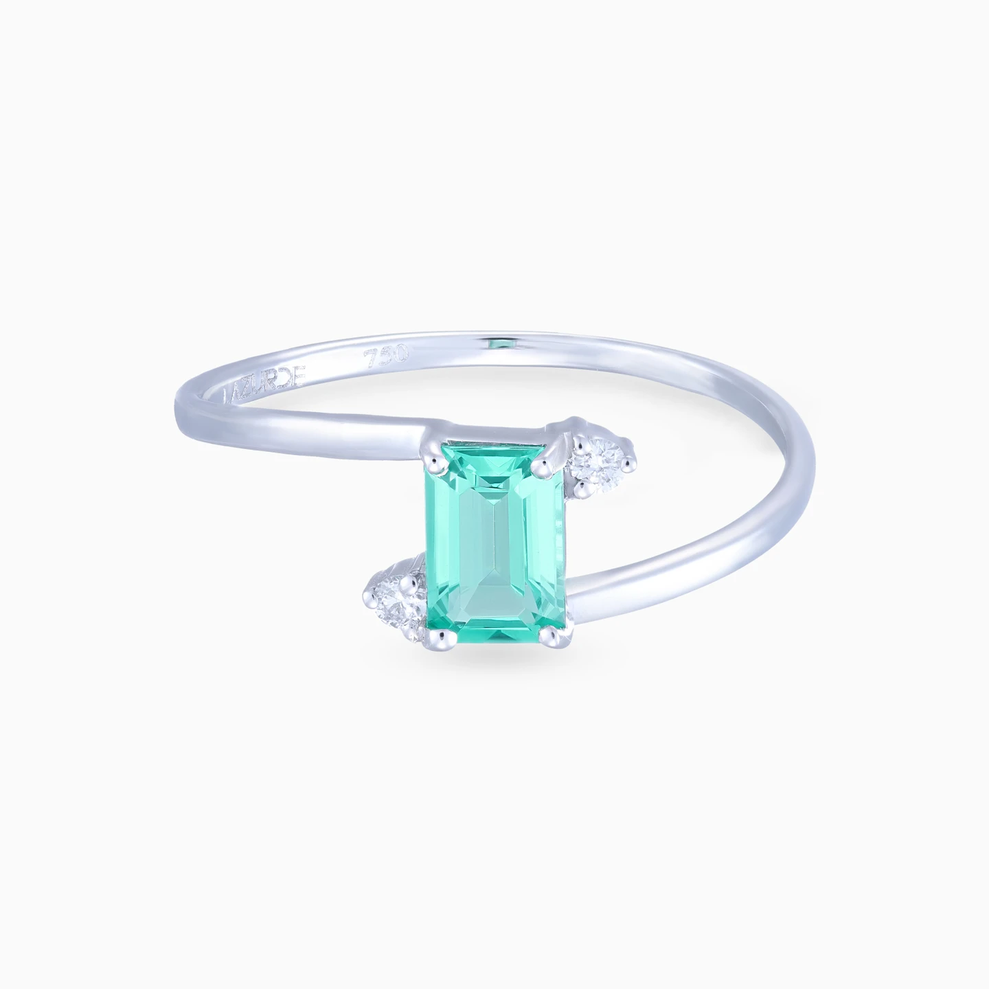 Diamonds & Green Stone Ring in 18k Gold - 2 Diamonds & Green Stone Ring in 18k Gold - 2