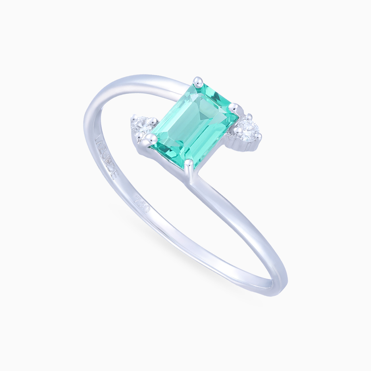 Diamonds & Green Stone Ring in 18k Gold - 4 Diamonds & Green Stone Ring in 18k Gold - 4