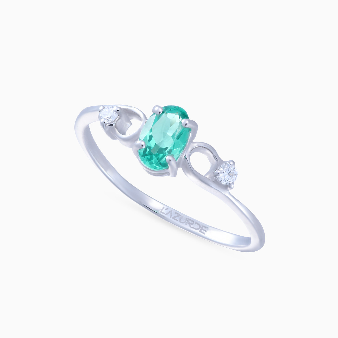 Diamonds & Green Stone Ring in 18k Gold - 4 Diamonds & Green Stone Ring in 18k Gold - 4