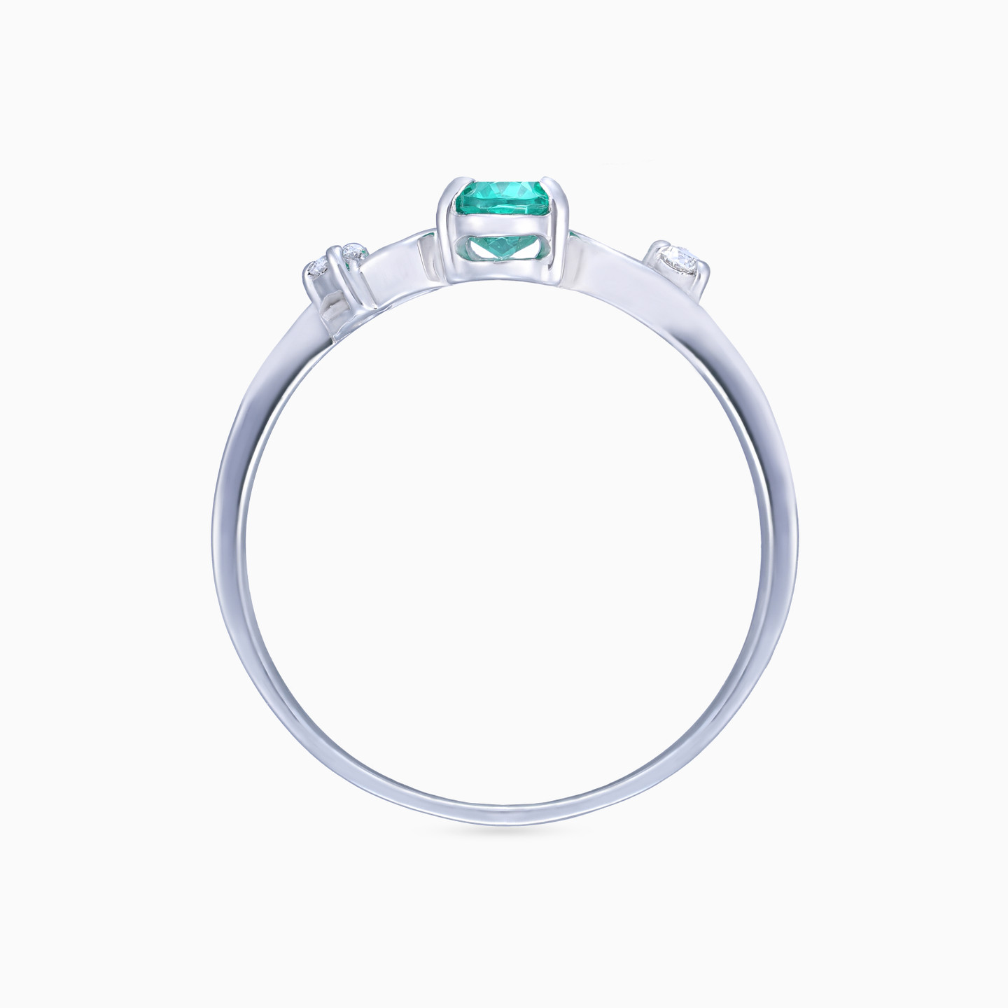 Diamonds & Green Stone Ring in 18k Gold - 5 Diamonds & Green Stone Ring in 18k Gold - 5
