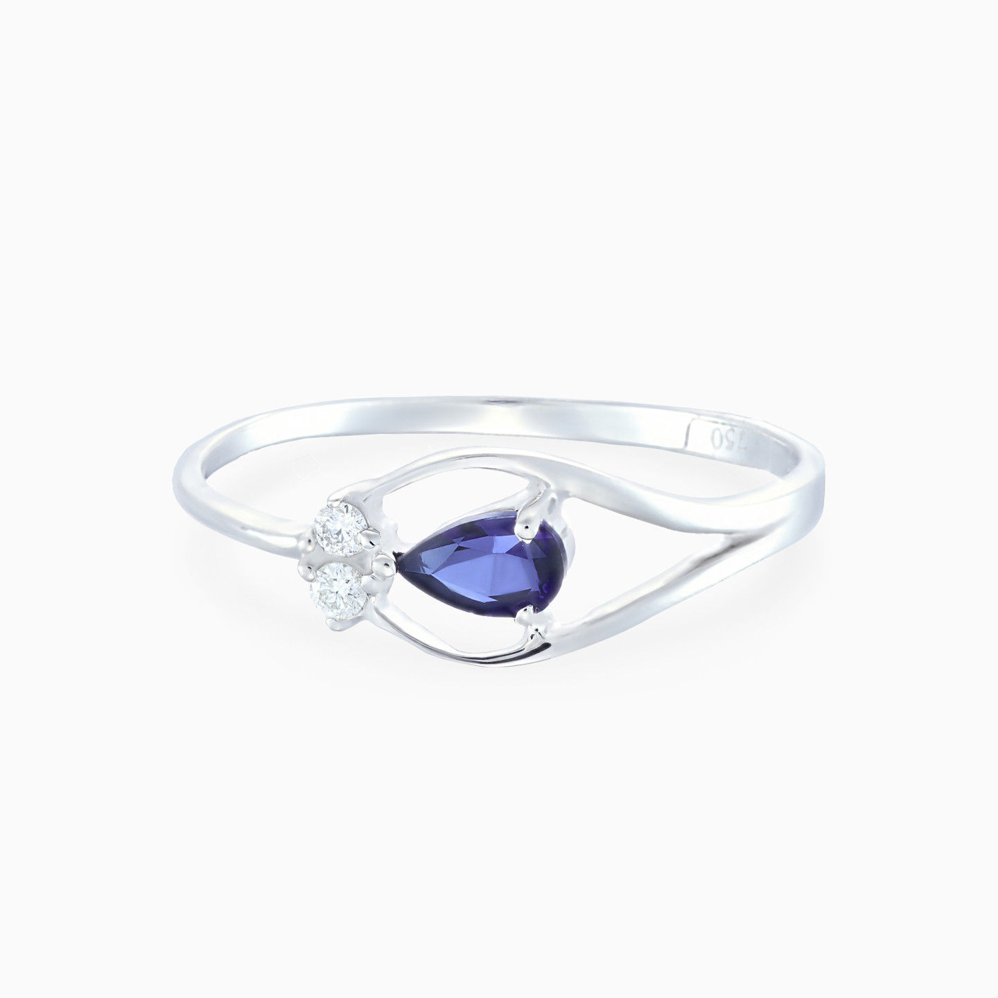 Diamonds & Blue Stone Ring in 18k Gold - 2 Diamonds & Blue Stone Ring in 18k Gold - 2