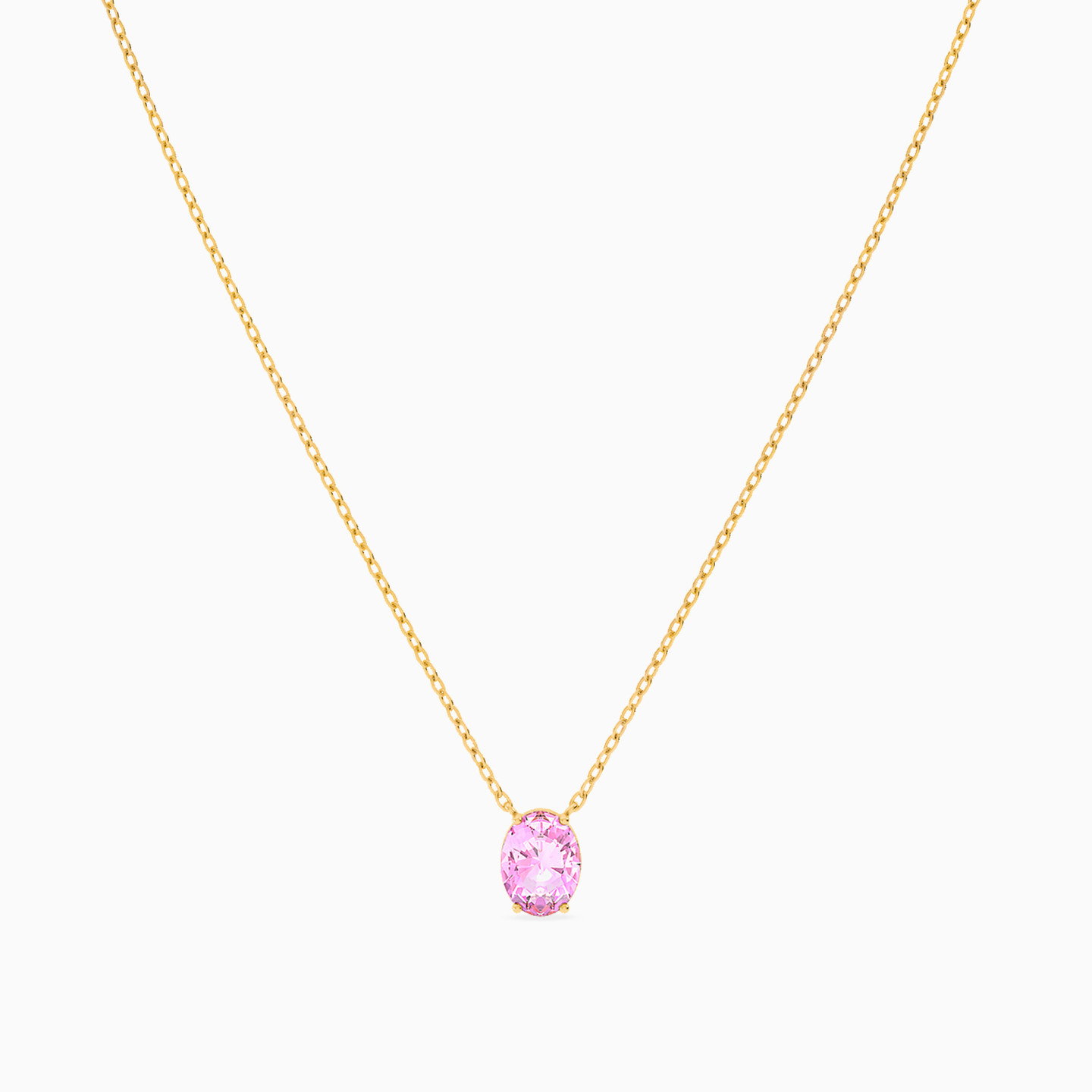Oval Rose Stone Necklace in 18K Gold - 3 Oval Rose Stone Necklace in 18K Gold - 3