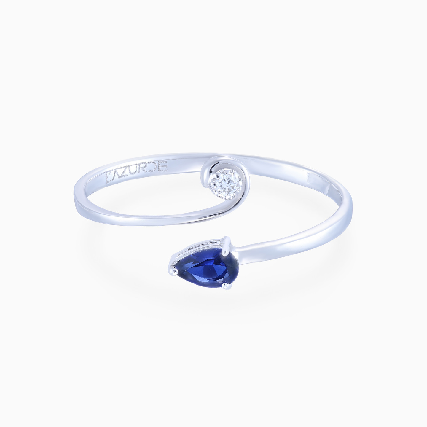 Diamonds & Blue Stone Two Headed Ring in 18k Gold - 2 Diamonds & Blue Stone Two Headed Ring in 18k Gold - 2