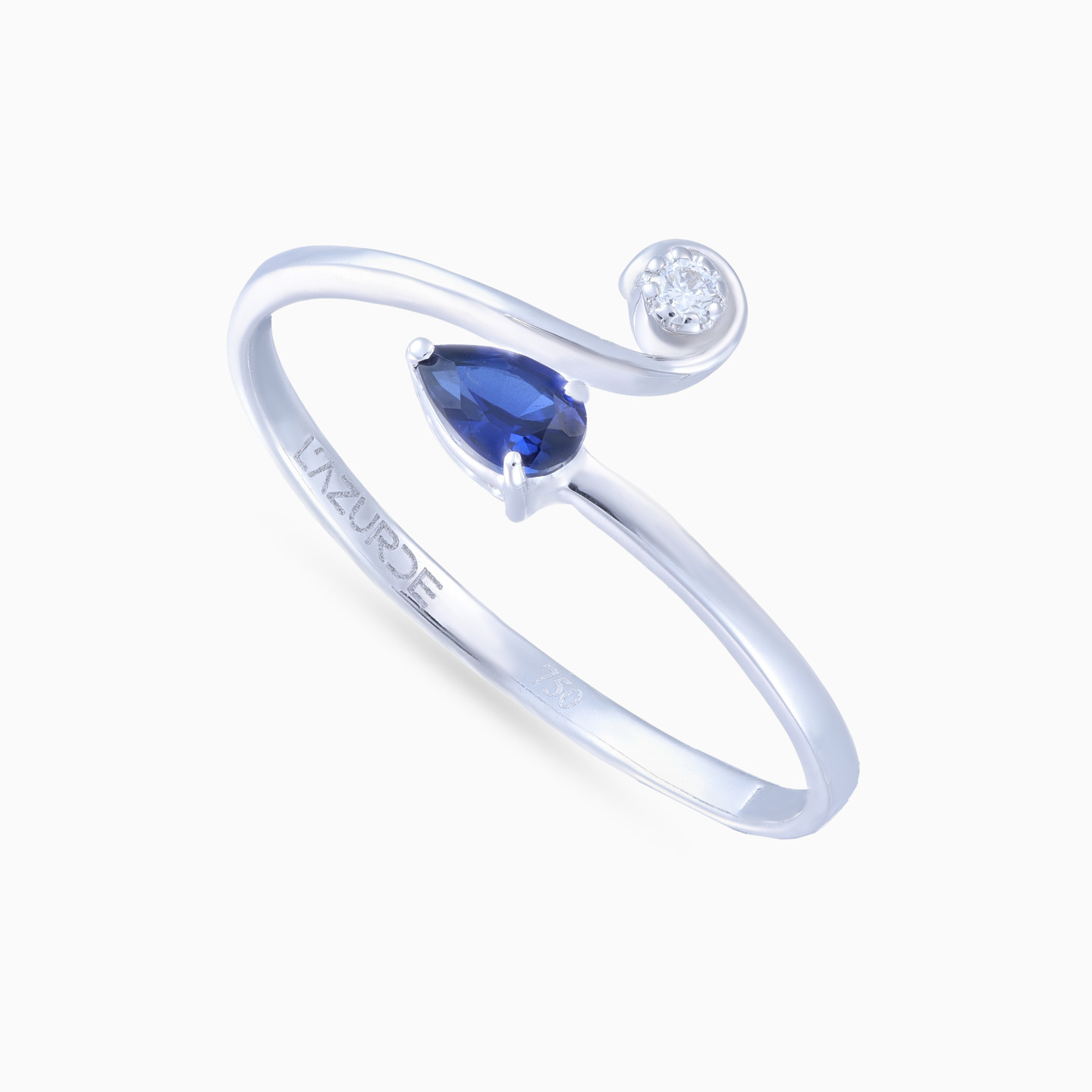 Diamonds & Blue Stone Two Headed Ring in 18k Gold - 4 Diamonds & Blue Stone Two Headed Ring in 18k Gold - 4