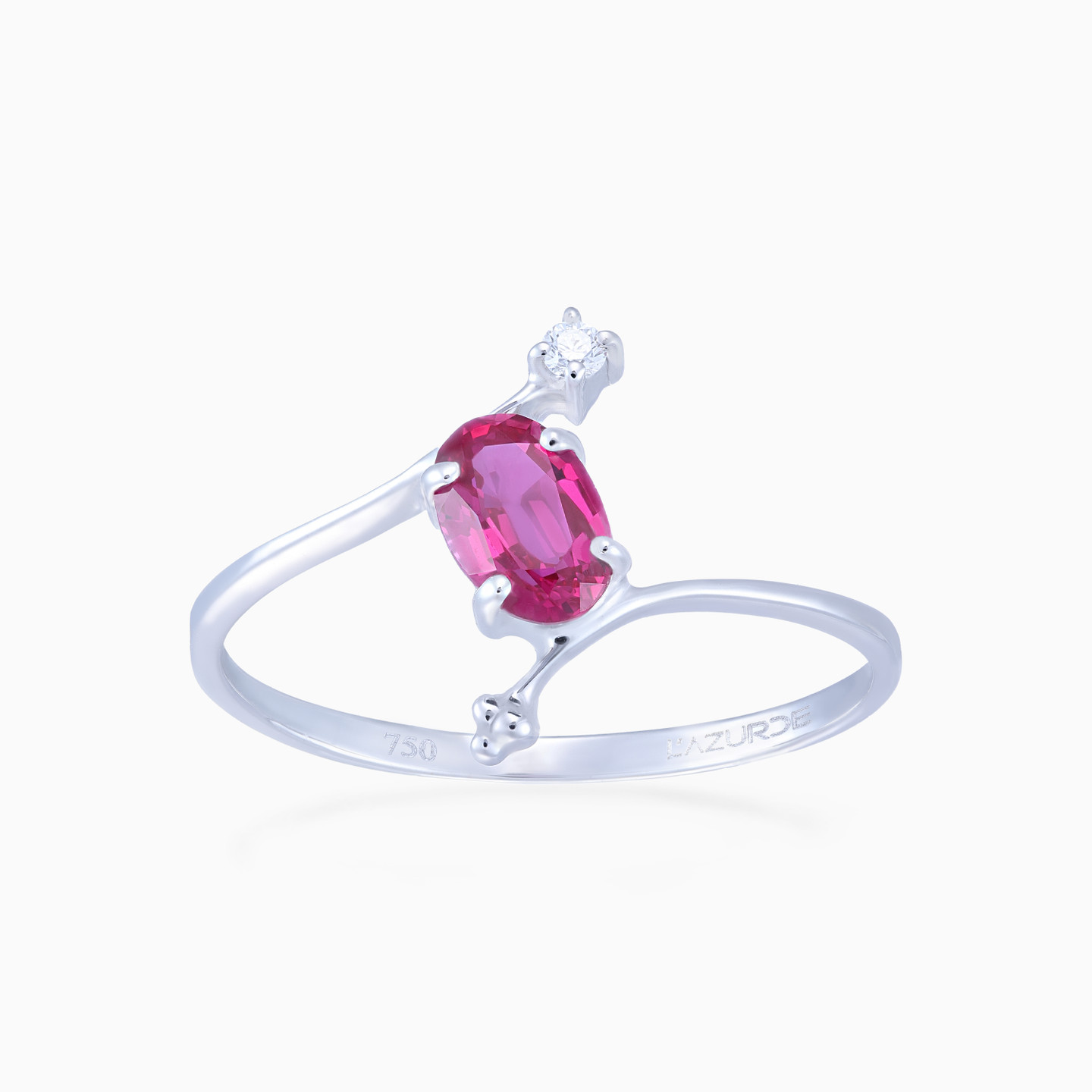 Diamonds & Red Stone Ring in 18k Gold - 2 Diamonds & Red Stone Ring in 18k Gold - 2