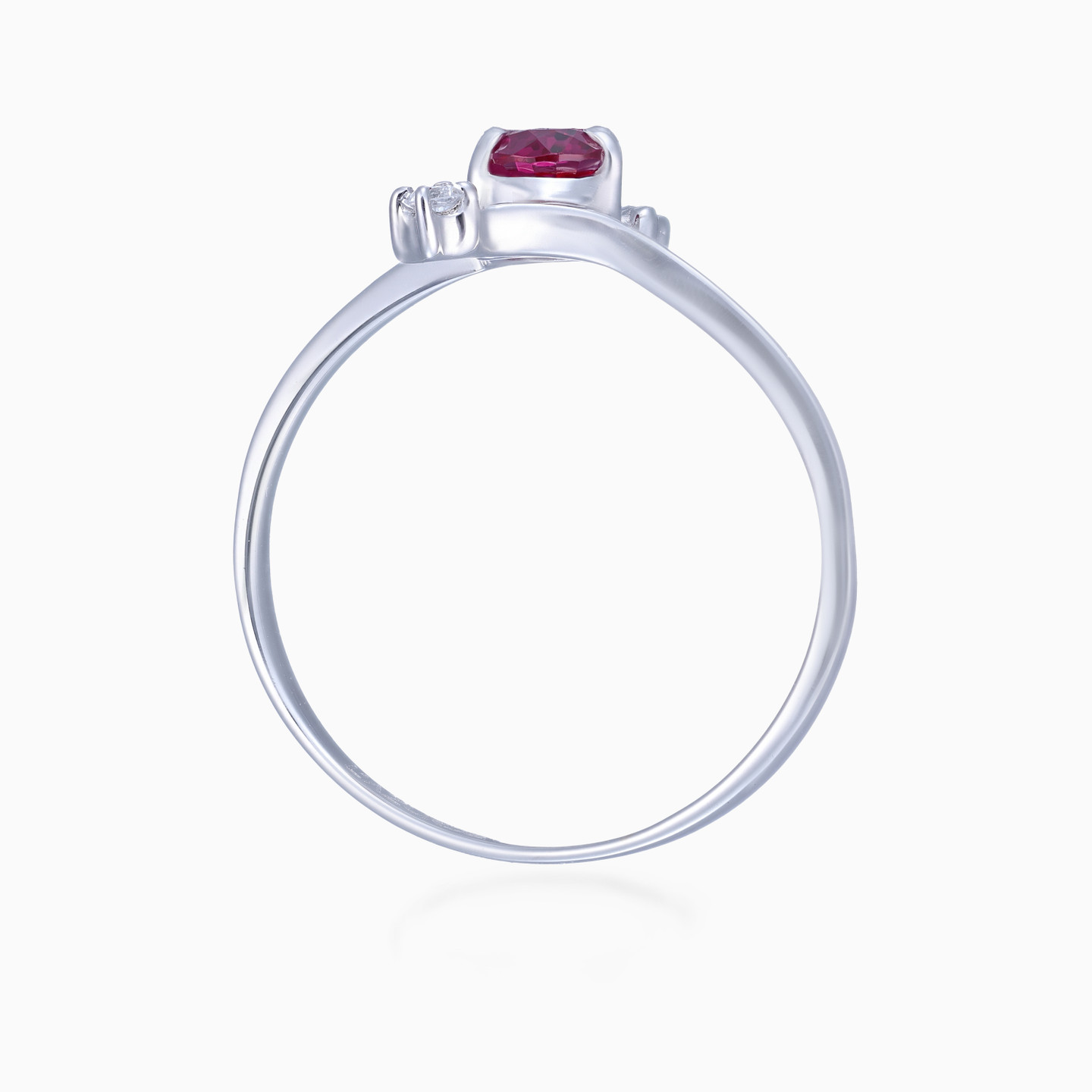 Diamonds & Red Stone Ring in 18k Gold - 5 Diamonds & Red Stone Ring in 18k Gold - 5