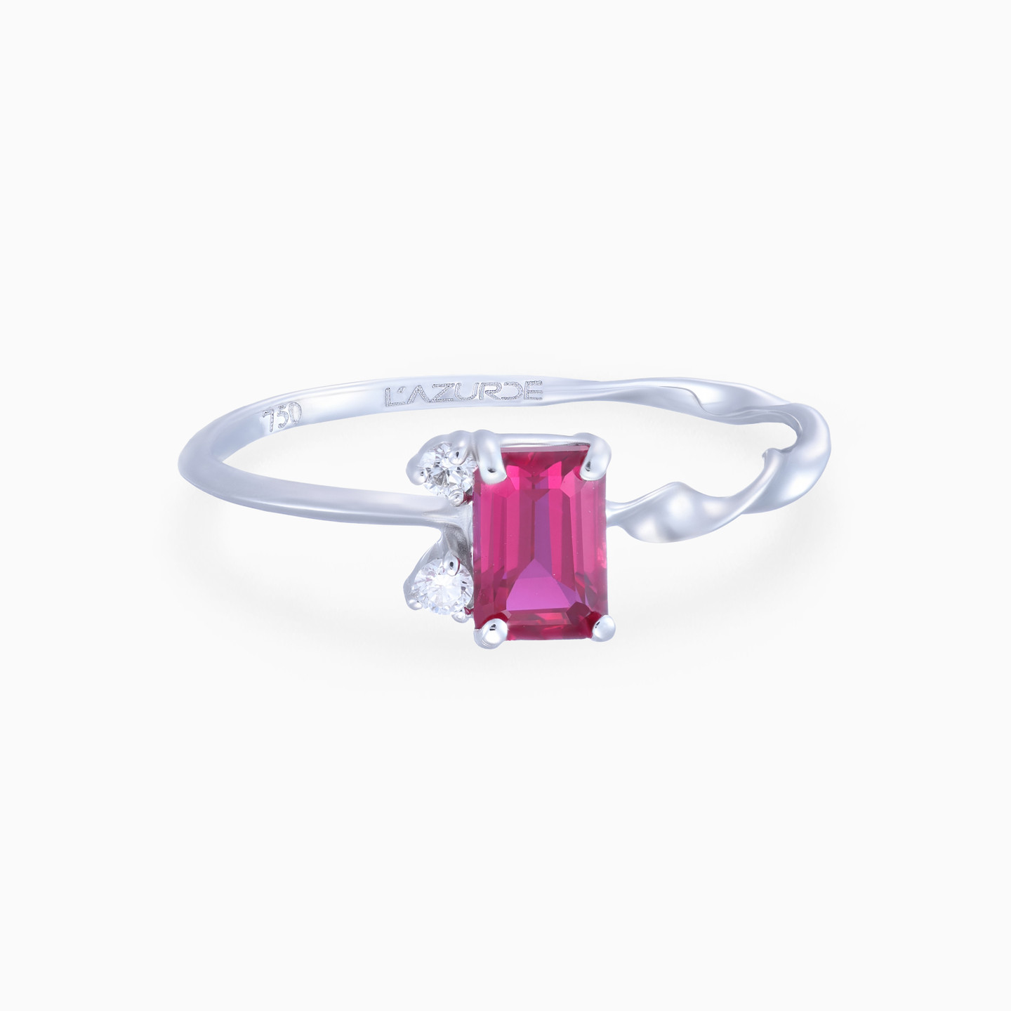 Diamonds & Red Stone Ring in 18k Gold - 2 Diamonds & Red Stone Ring in 18k Gold - 2