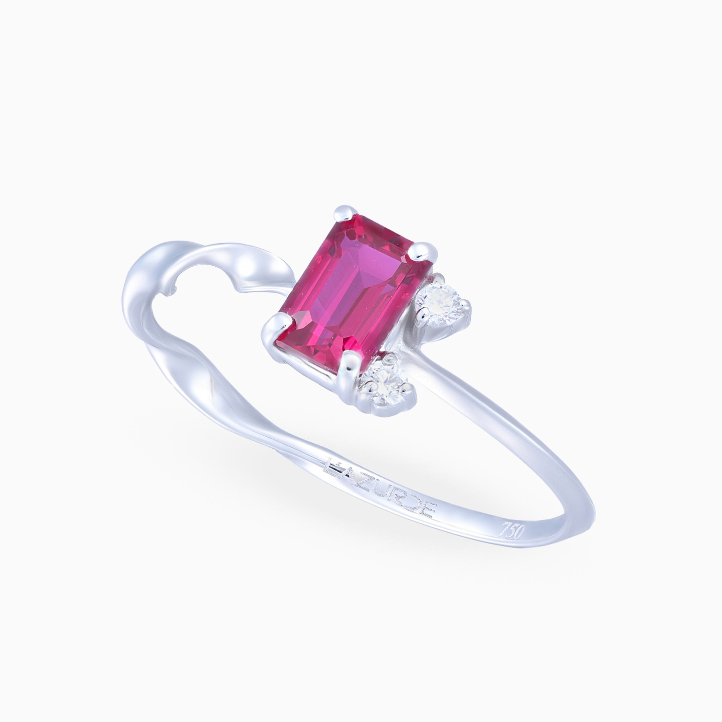 Diamonds & Red Stone Ring in 18k Gold - 4 Diamonds & Red Stone Ring in 18k Gold - 4