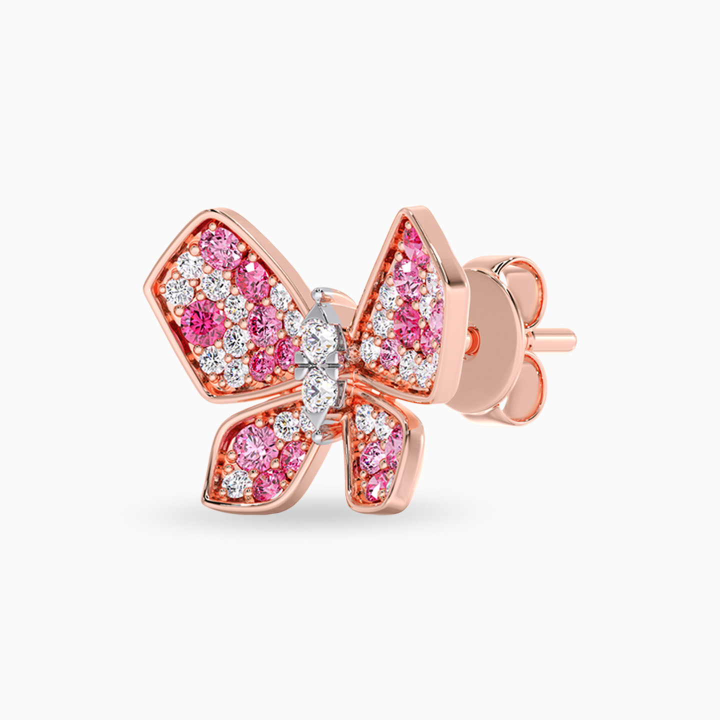 Butterfly Pink Stone & Diamond Earrings in 18K Gold - 5 Butterfly Pink Stone & Diamond Earrings in 18K Gold - 5