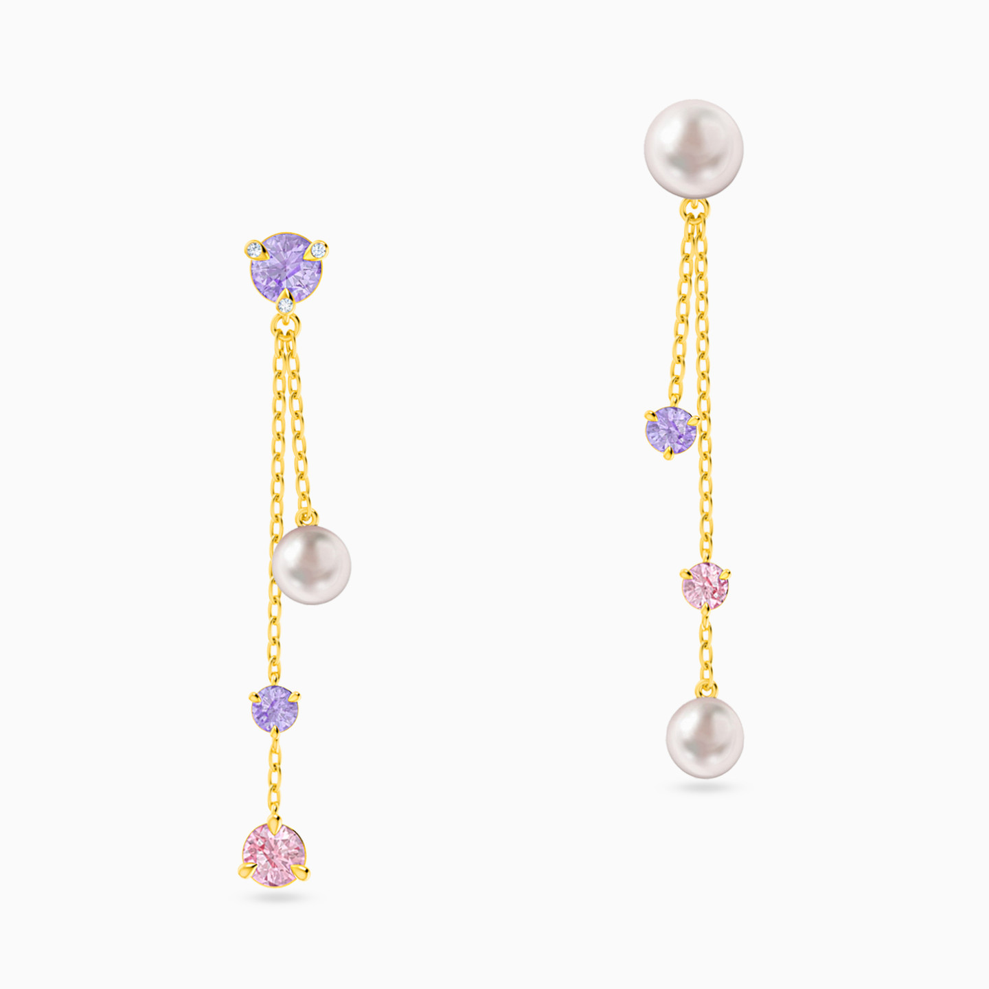 18K Gold Colored Stones Drop Earrings