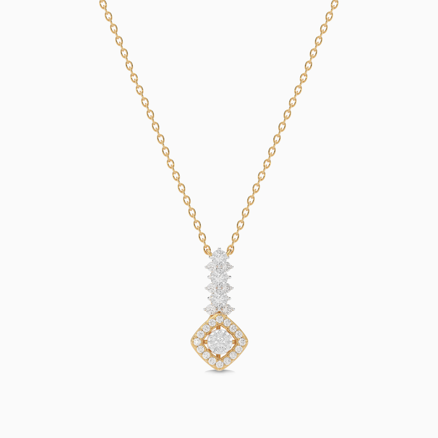 Square Diamond Necklace in 18K Gold - 4 Square Diamond Necklace in 18K Gold - 4