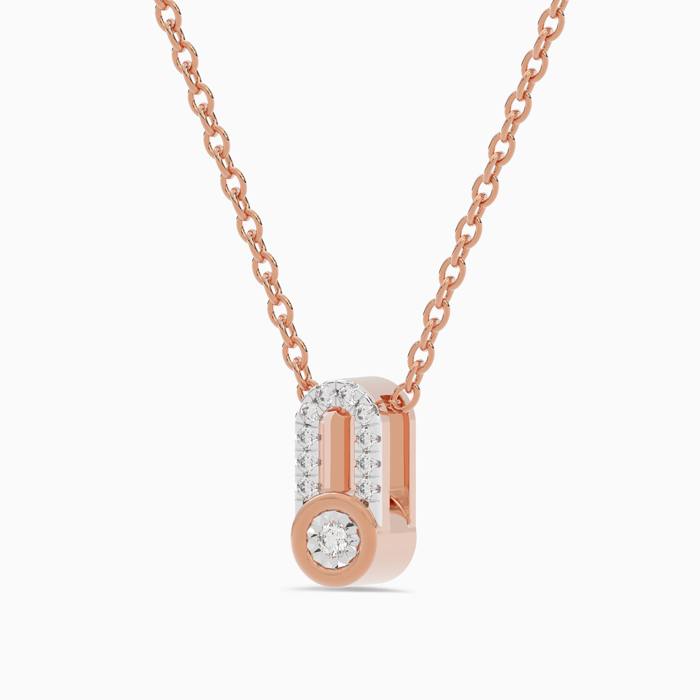 Lock Diamond Necklace in 18K Gold - 3 Lock Diamond Necklace in 18K Gold - 3
