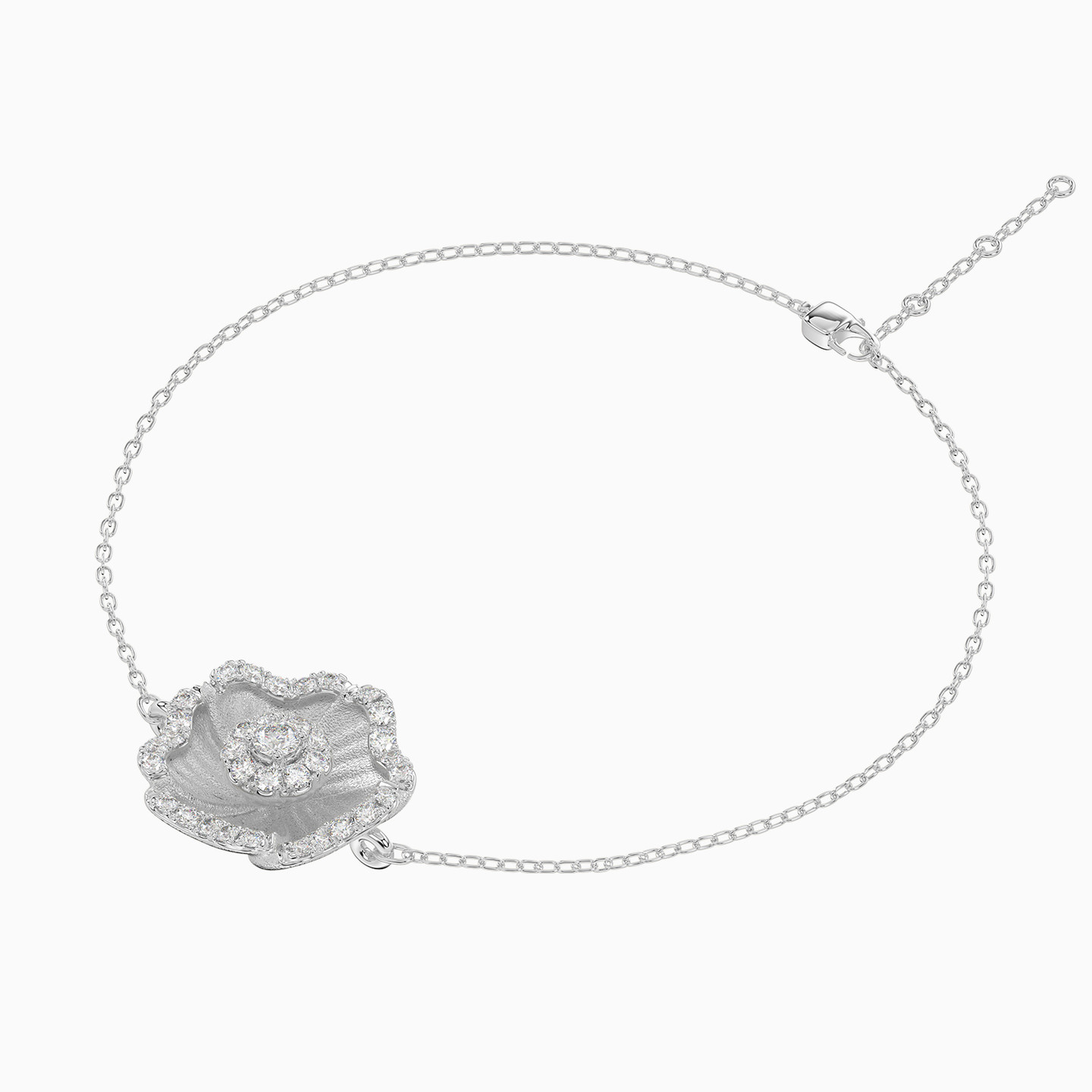 Flower Diamond Chain Bracelet in 18K Gold - 3 Flower Diamond Chain Bracelet in 18K Gold - 3