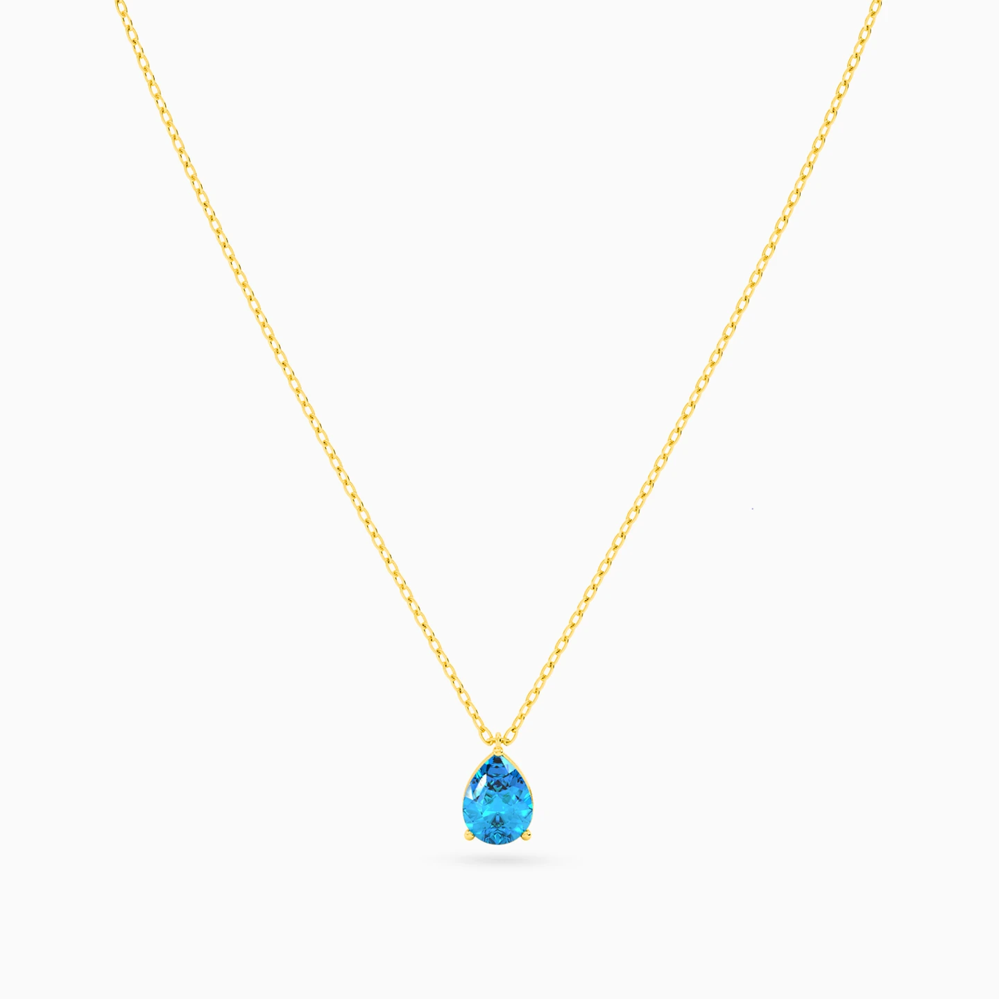 Pear Colored Stones Necklace in 18K Gold - 3 Pear Colored Stones Necklace in 18K Gold - 3