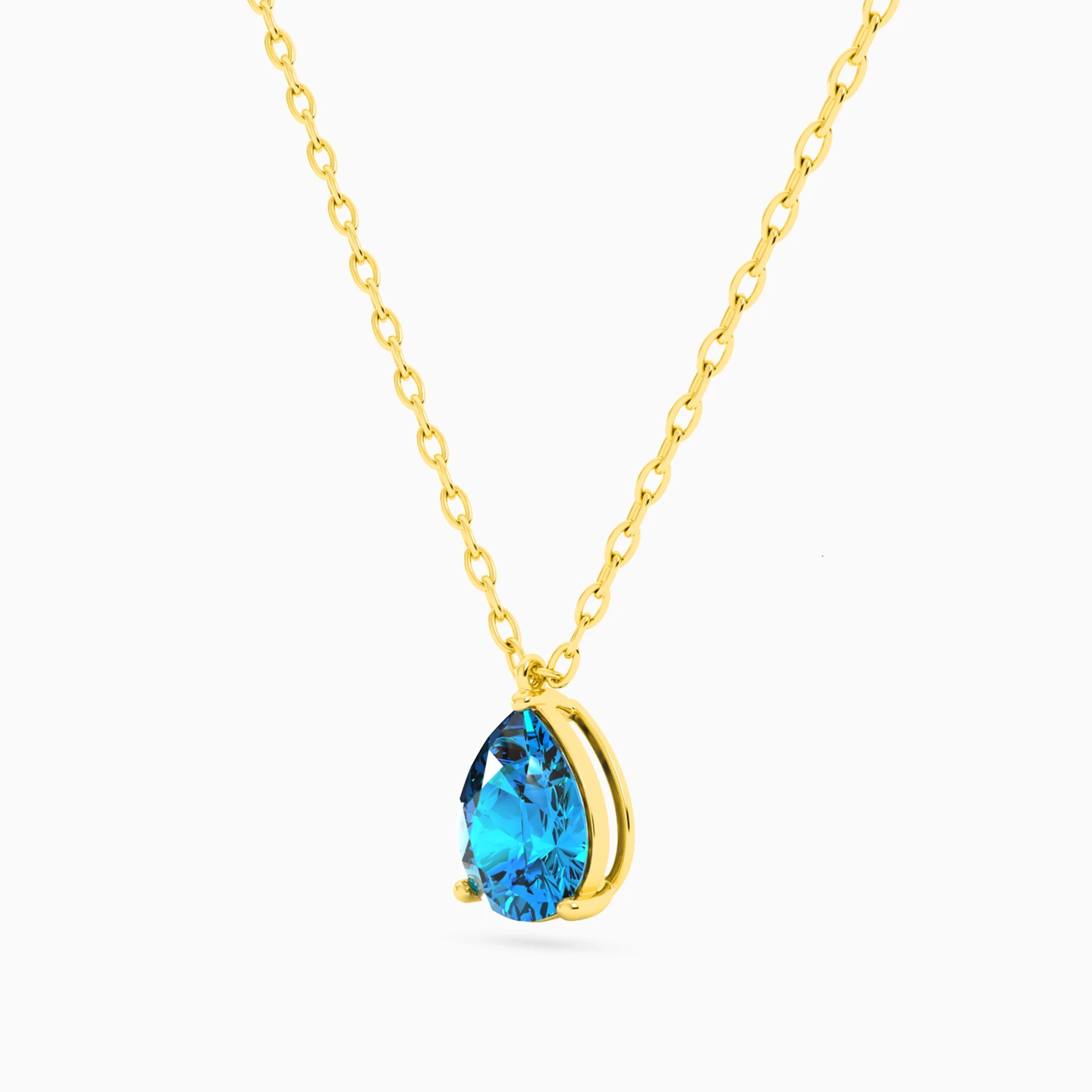 Pear Colored Stones Necklace in 18K Gold - 2 Pear Colored Stones Necklace in 18K Gold - 2