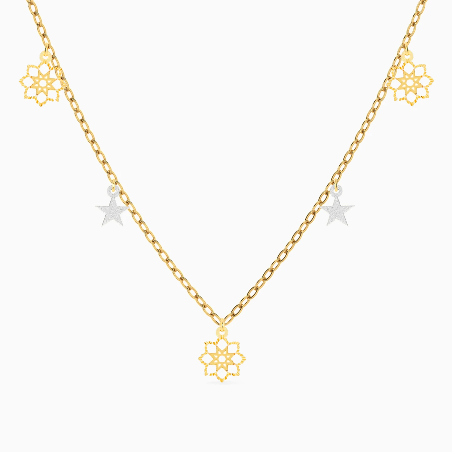 Flower Chain Necklace in 18K Gold - 2 Flower Chain Necklace in 18K Gold - 2