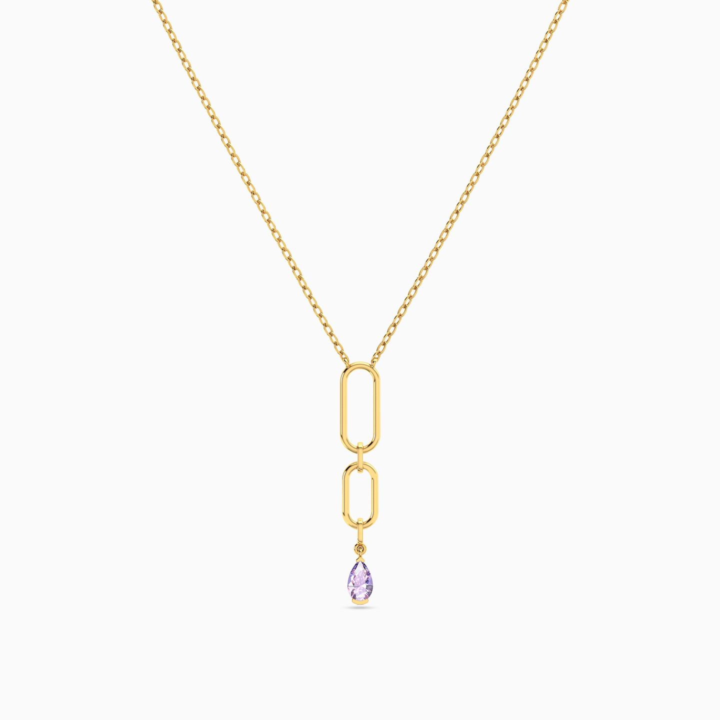 Oval Purple Stone Necklace In 18K Gold - 3 Oval Purple Stone Necklace In 18K Gold - 3