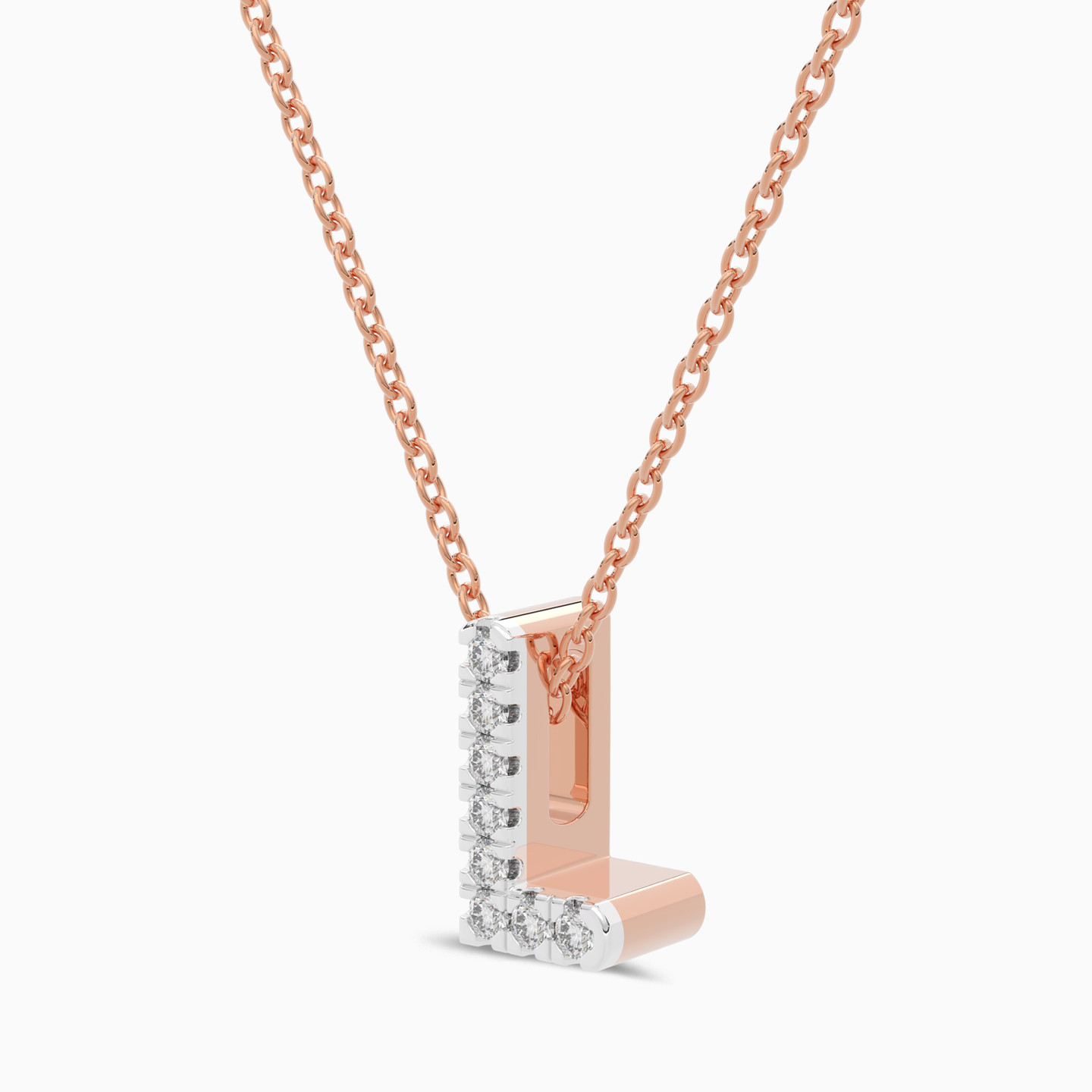 Letter L Diamond Necklace in 18K Gold - 2 Letter L Diamond Necklace in 18K Gold - 2