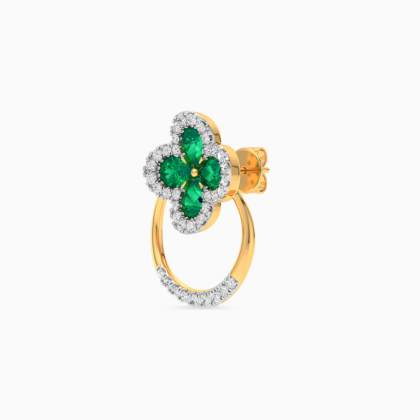 Flower Green Stone & Diamond Earrings in 18K Gold - 4 Flower Green Stone & Diamond Earrings in 18K Gold - 4