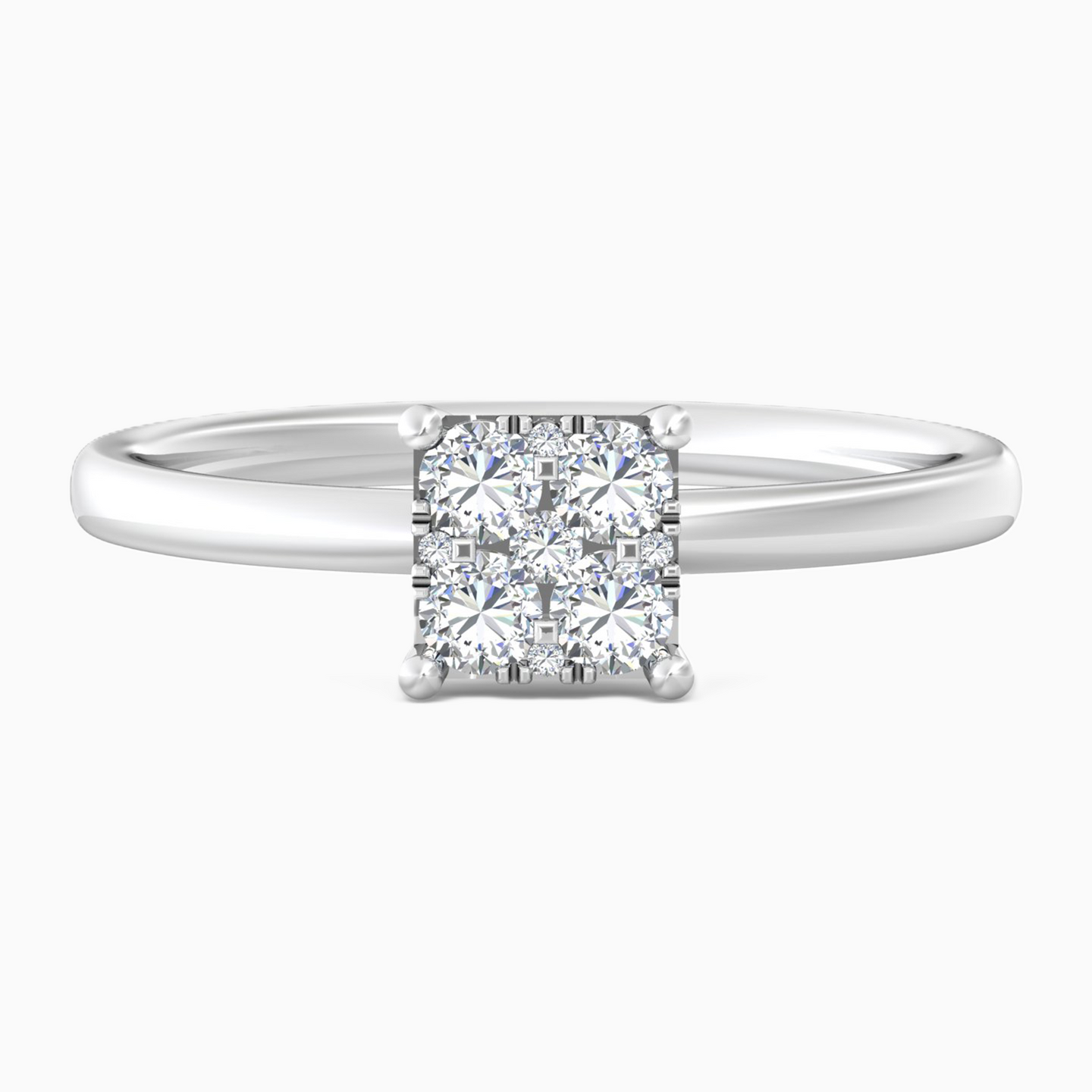 خاتم ذهب شكل مربع عيار 18 قيراط مزين بالألماس - 2 خاتم ذهب شكل مربع عيار 18 قيراط مزين بالألماس - 2