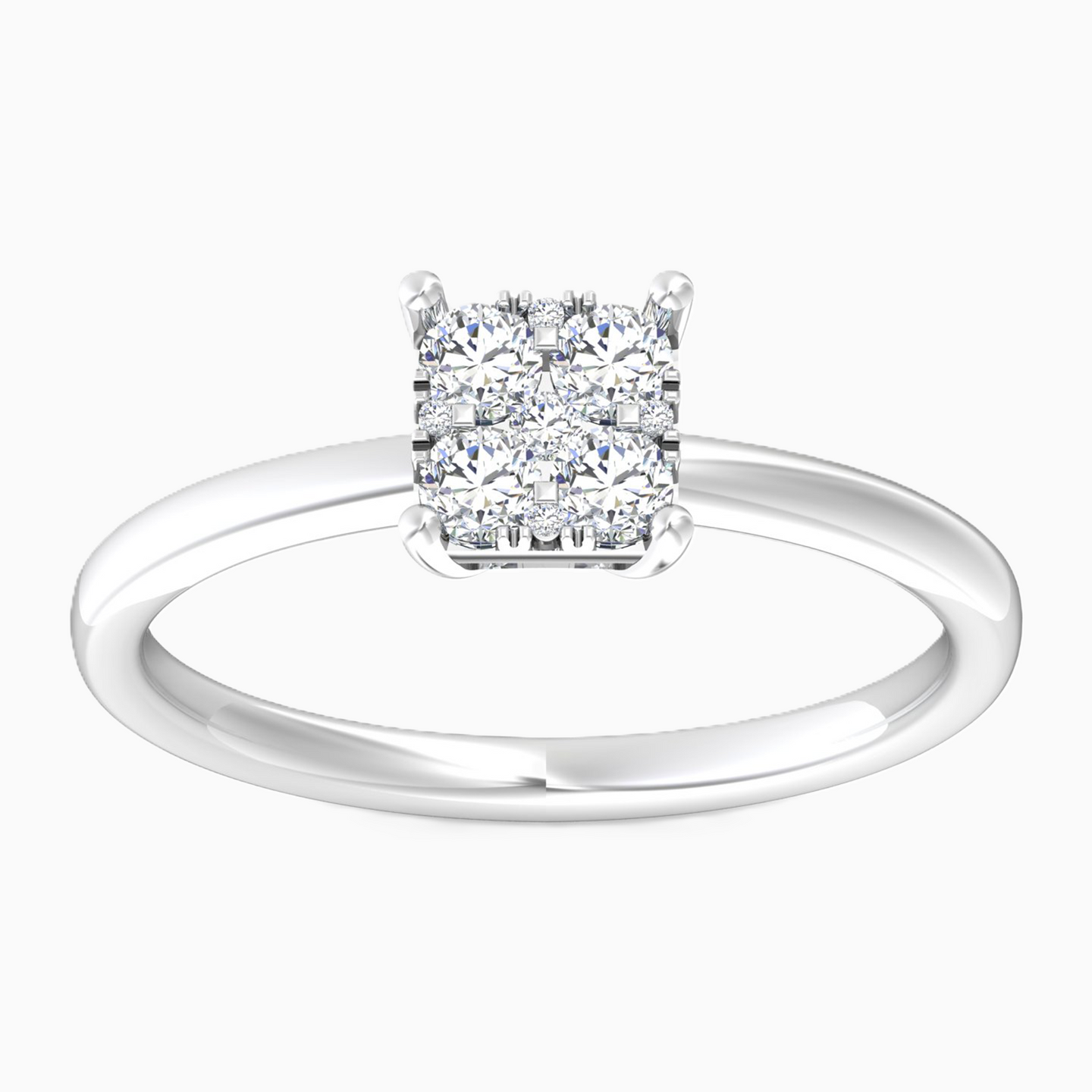 خاتم ذهب شكل مربع عيار 18 قيراط مزين بالألماس - 3 خاتم ذهب شكل مربع عيار 18 قيراط مزين بالألماس - 3