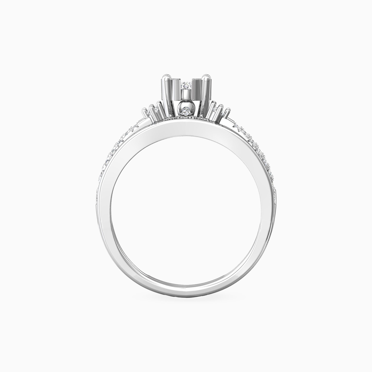 خاتم ذهب توينز شكل وردة عيار 18 قيراط مزين بالألماس - 5