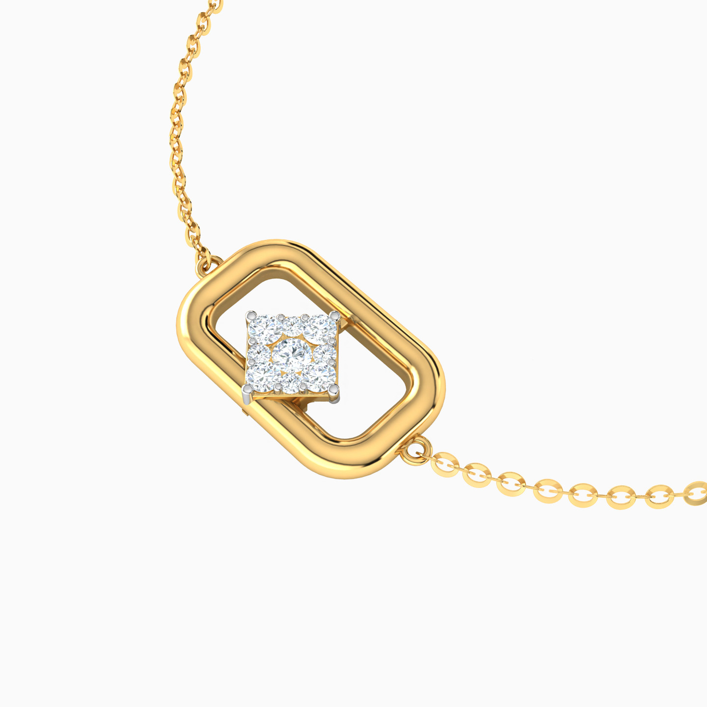 Rectangle Diamond Chain Bracelet In 18K Gold - 3 Rectangle Diamond Chain Bracelet In 18K Gold - 3