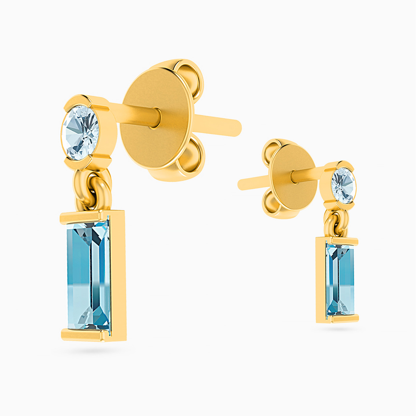 18K Gold Colored Stones Stud Earrings - 3