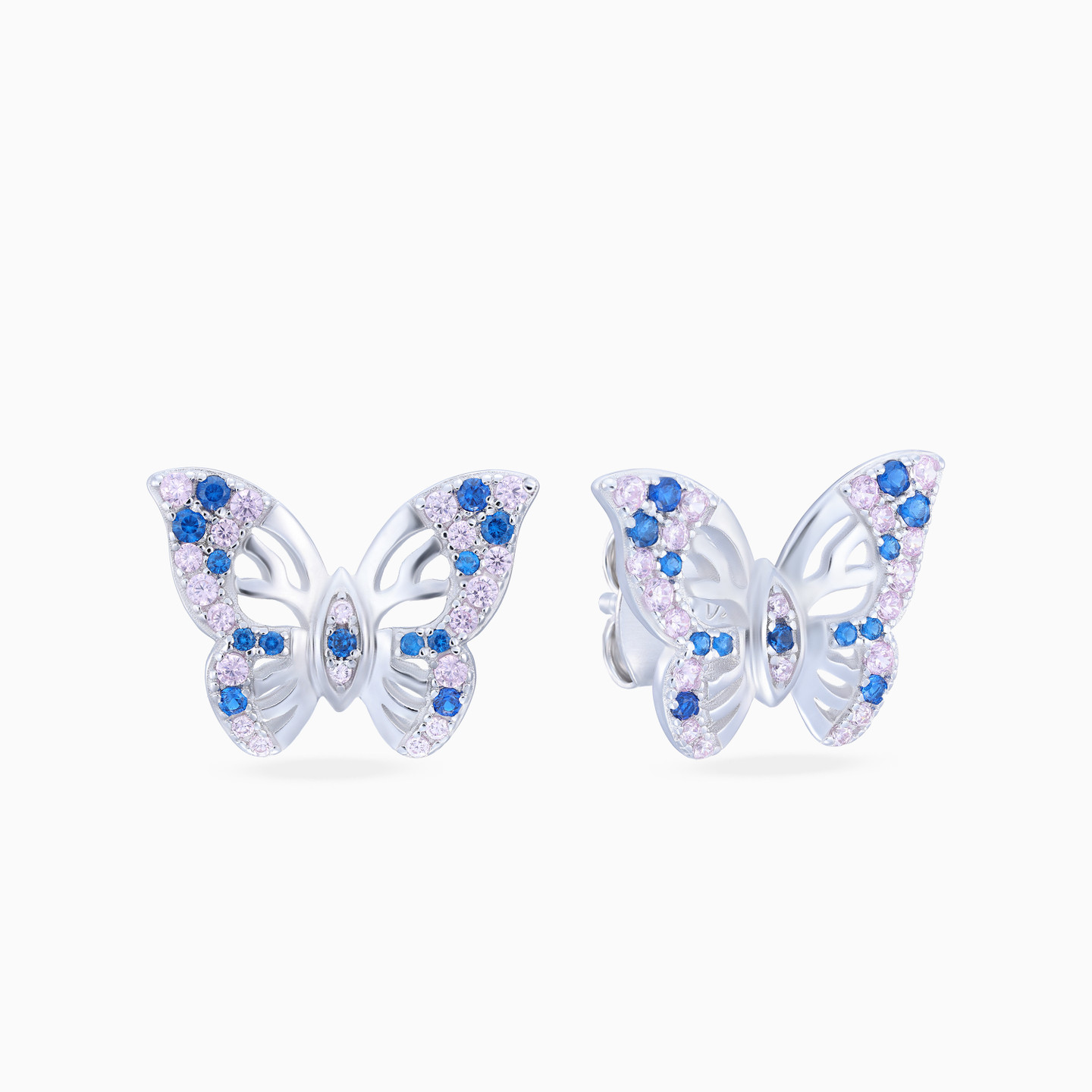 Butterfly Colored Stones Sterling Silver Stud Earrings Butterfly Colored Stones Sterling Silver Stud Earrings